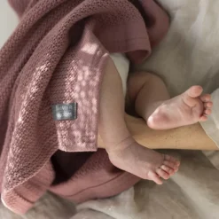 Striktæppe, bomuld - Rose