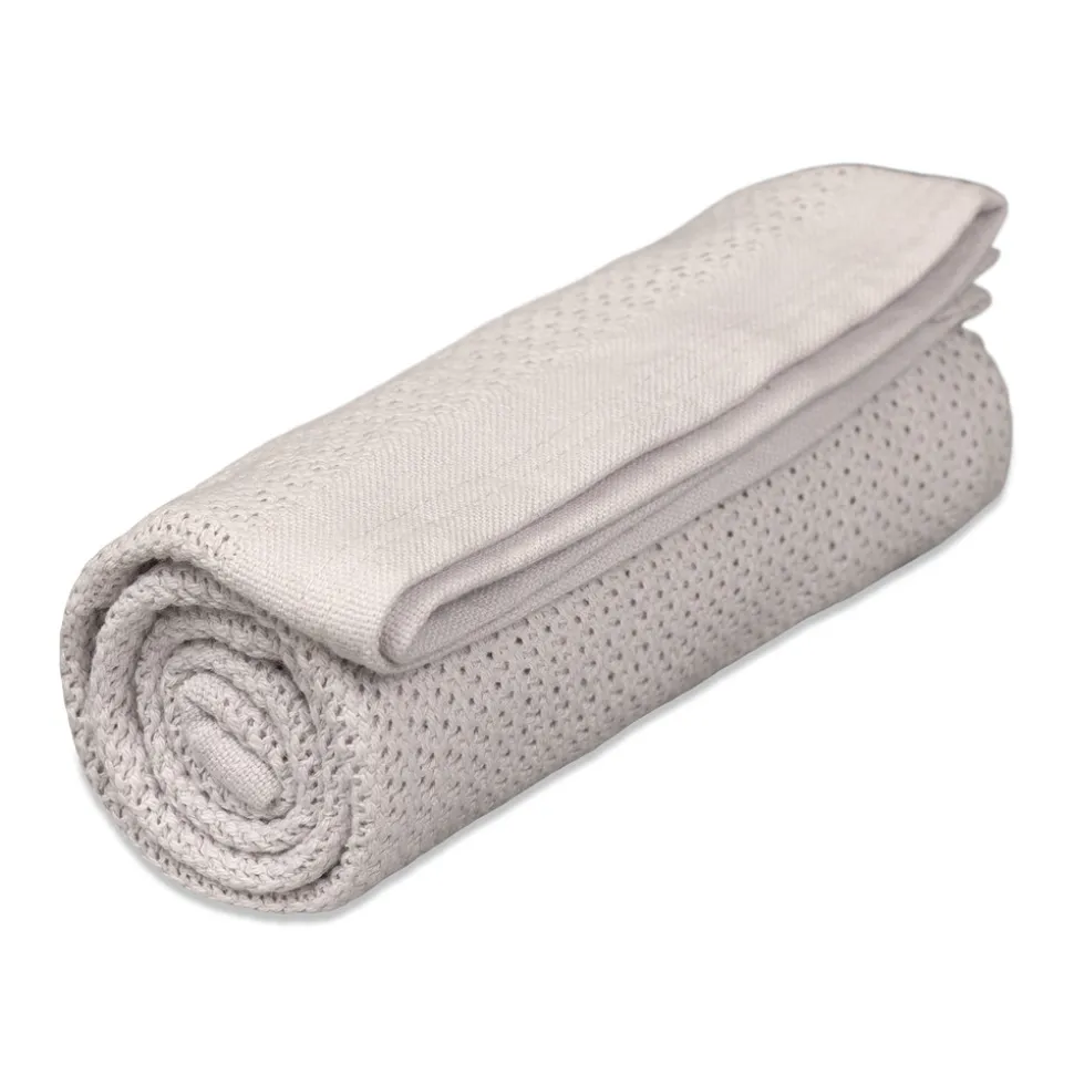 Striktæppe, bomuld, Dove Grey