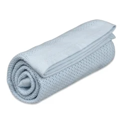 Striktæppe, bomuld, lyseblå