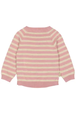 Striktrøje - Off White/Rosa