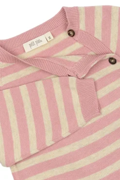 Striktrøje - Off White/Rosa