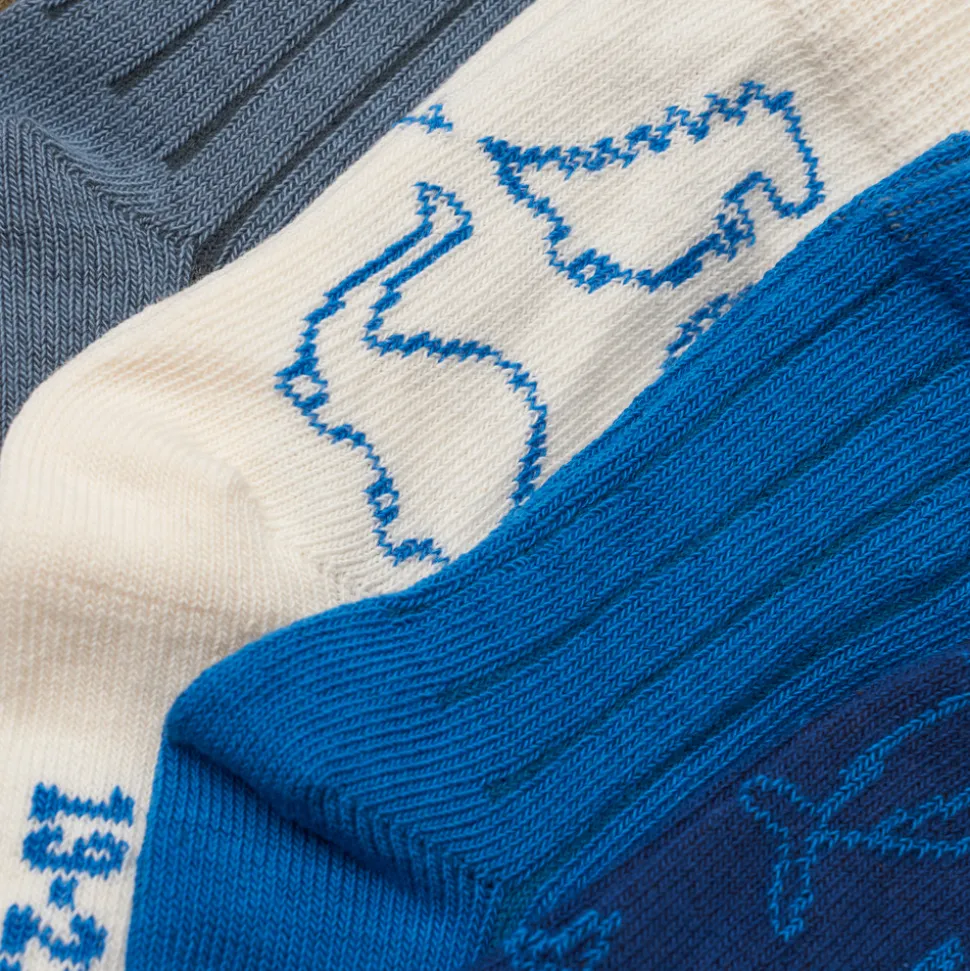 Strømpe m. mønster (5-pak) - Deep Water