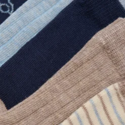Strømpe m. mønster (5-pak) - Navy