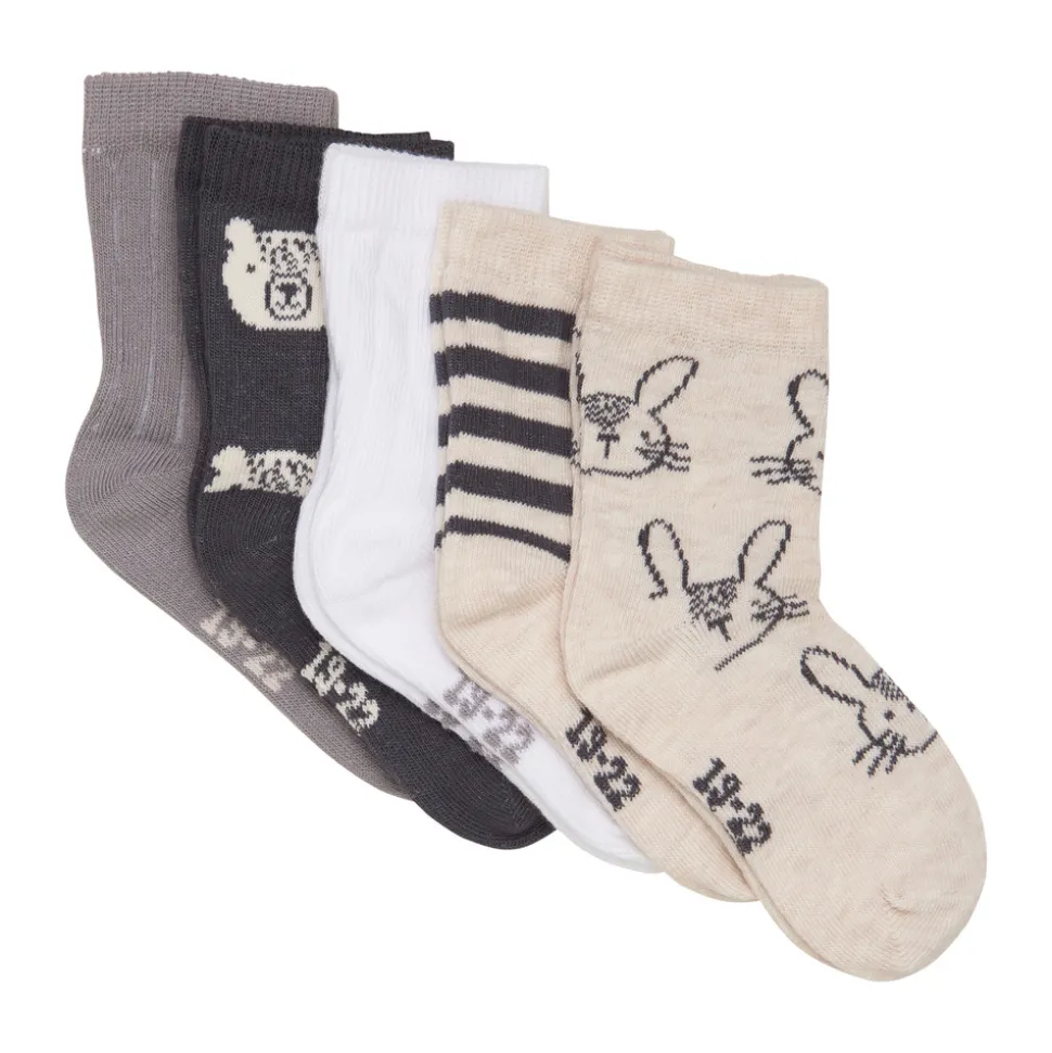 Strømpe m. mønster (5-pak) - White