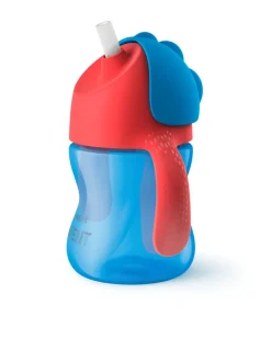 Sugerørskop 200 ml. blå/rød