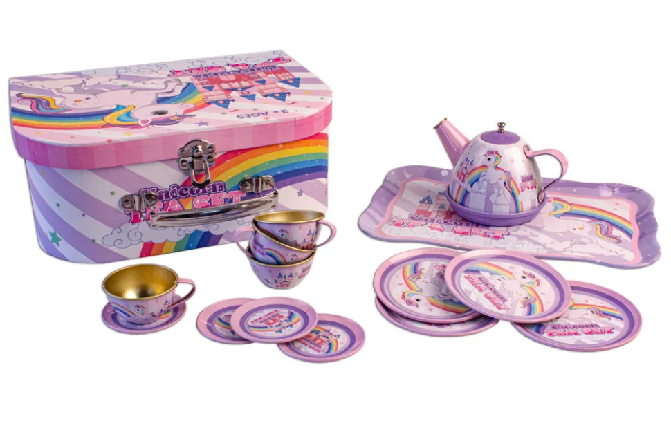 Tesæt i kuffert med enhjørning motiv