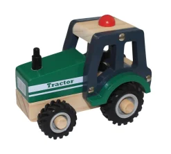 Traktor i træ med gummihjul