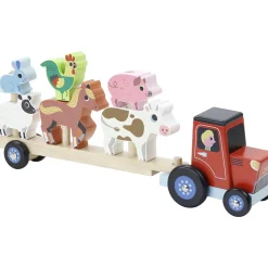 Traktor med anhænger og stabledyr