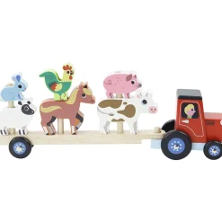 Traktor med anhænger og stabledyr