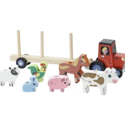 Traktor med anhænger og stabledyr