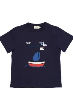 T-shirt m. print - NAVY