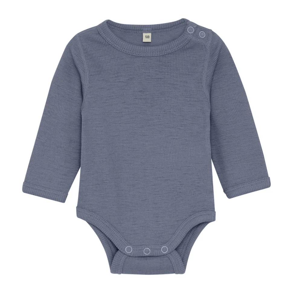 Uld body langærmet body - solid - Folkstone Gray Melange