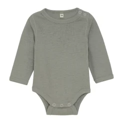 Uld body langærmet body - solid - Forest Fog Melange