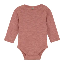 Uld body langærmet body - solid - Light Mahogany Melange