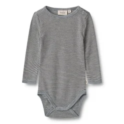 Uld body langærmet Lucca - Navy Stripe