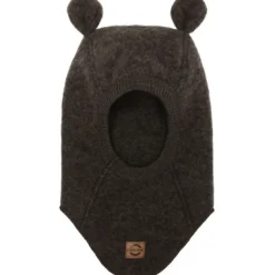 Uld elefanthue med ører - DARK BROWN MELANGE