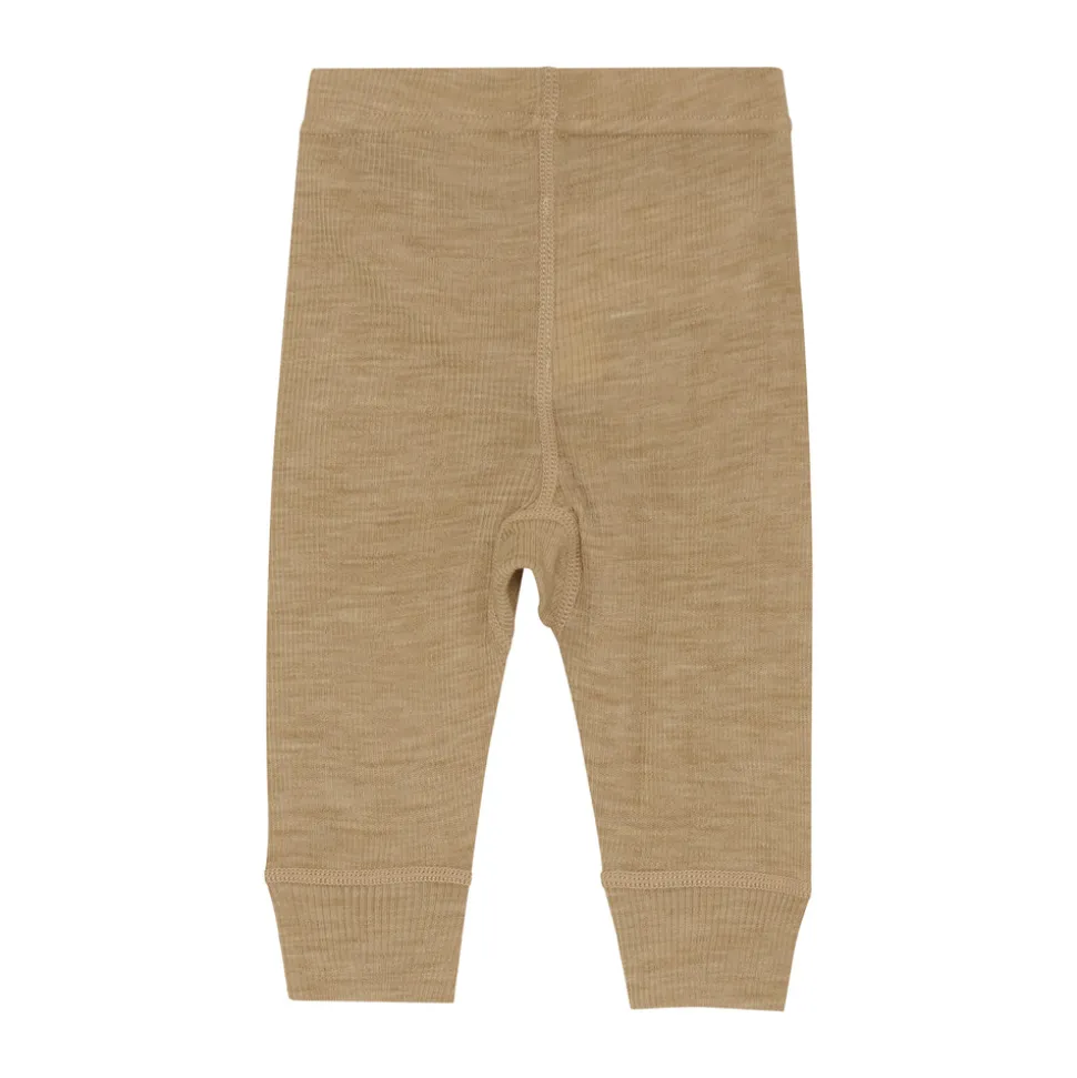 Uld leggings - solid - Light Camel Melange