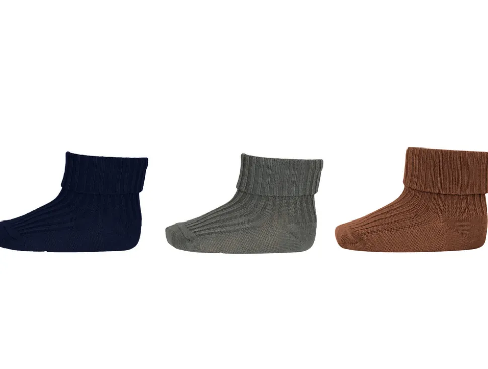 Uld rib baby strømpe 3 pak - Peacan Pie
