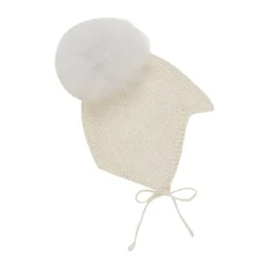 Uld Strik Alpaca Hue Pompom - Off-white