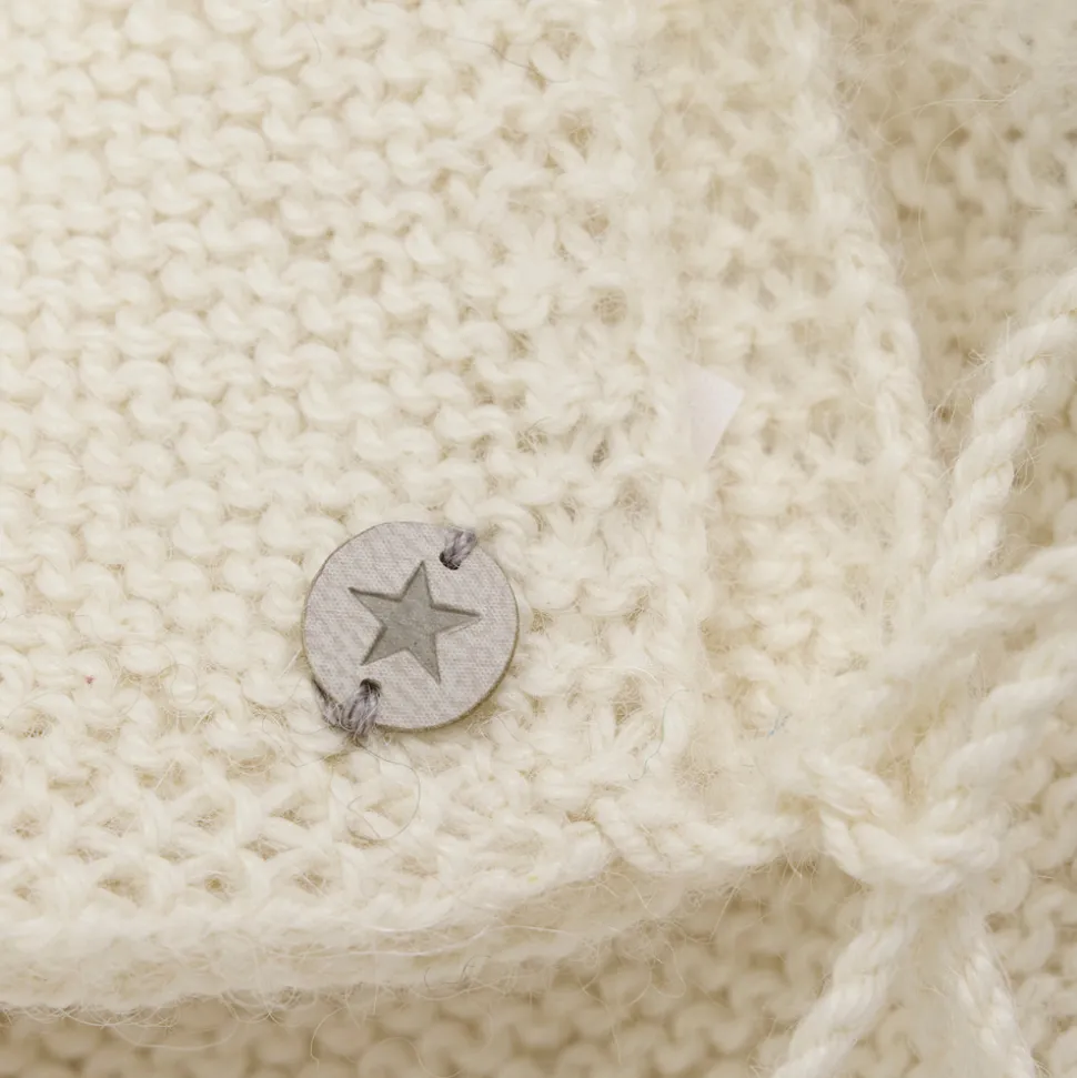 Uld Strik Alpaca Hue Pompom - Off-white