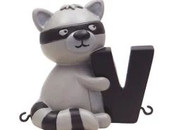 V bogstav med vaskebjørn til navnetog