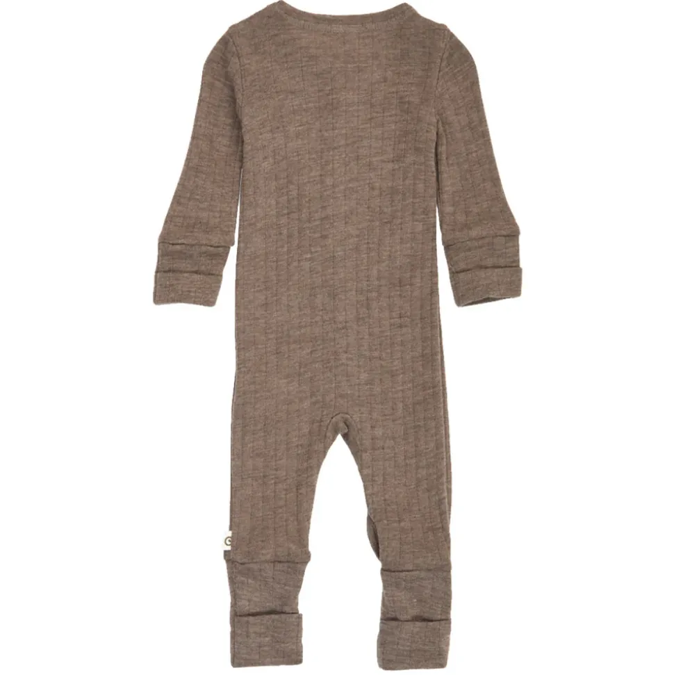 Woolly heldragt med fødder - Walnut melange