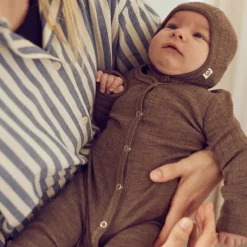 Woolly heldragt med fødder - Walnut melange