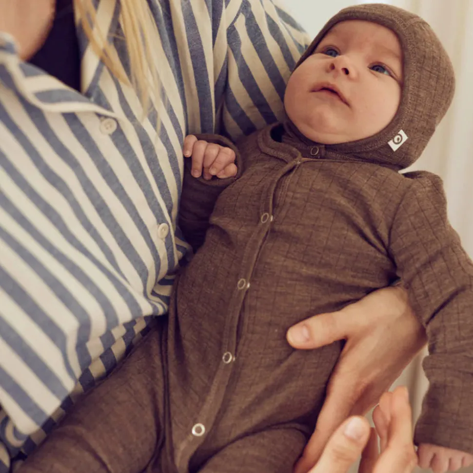 Woolly heldragt med fødder - Walnut melange