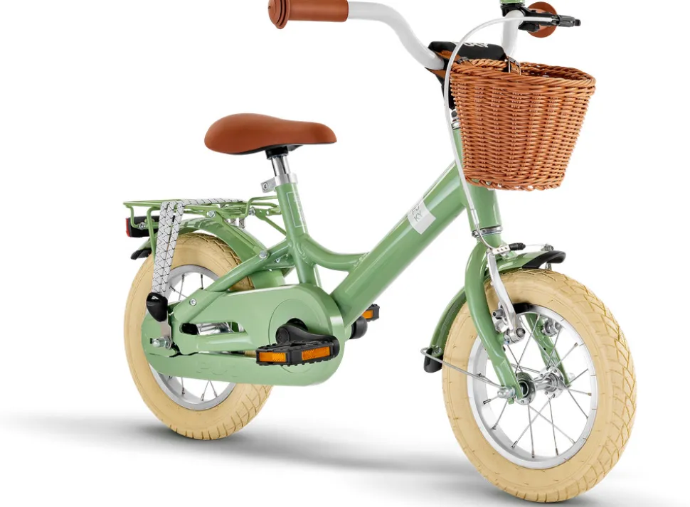 Youke Classic 12,Alu legecykel med kurv retro grøn